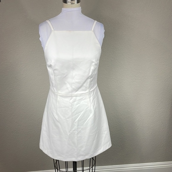 New French Connection Whisper Light Square Neck Mini Dress in White Sz 8 - Picture 5 of 13